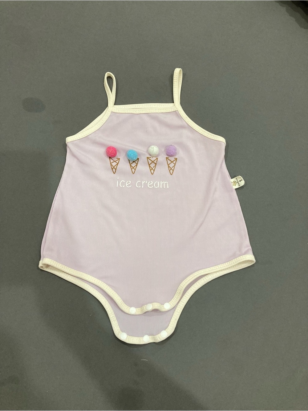 Kids Ice Cream One-Piece Romper - Lavender with Cream Trim
